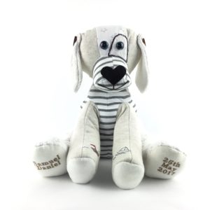 Handmade personalised dog Keepsake made from baby clothes