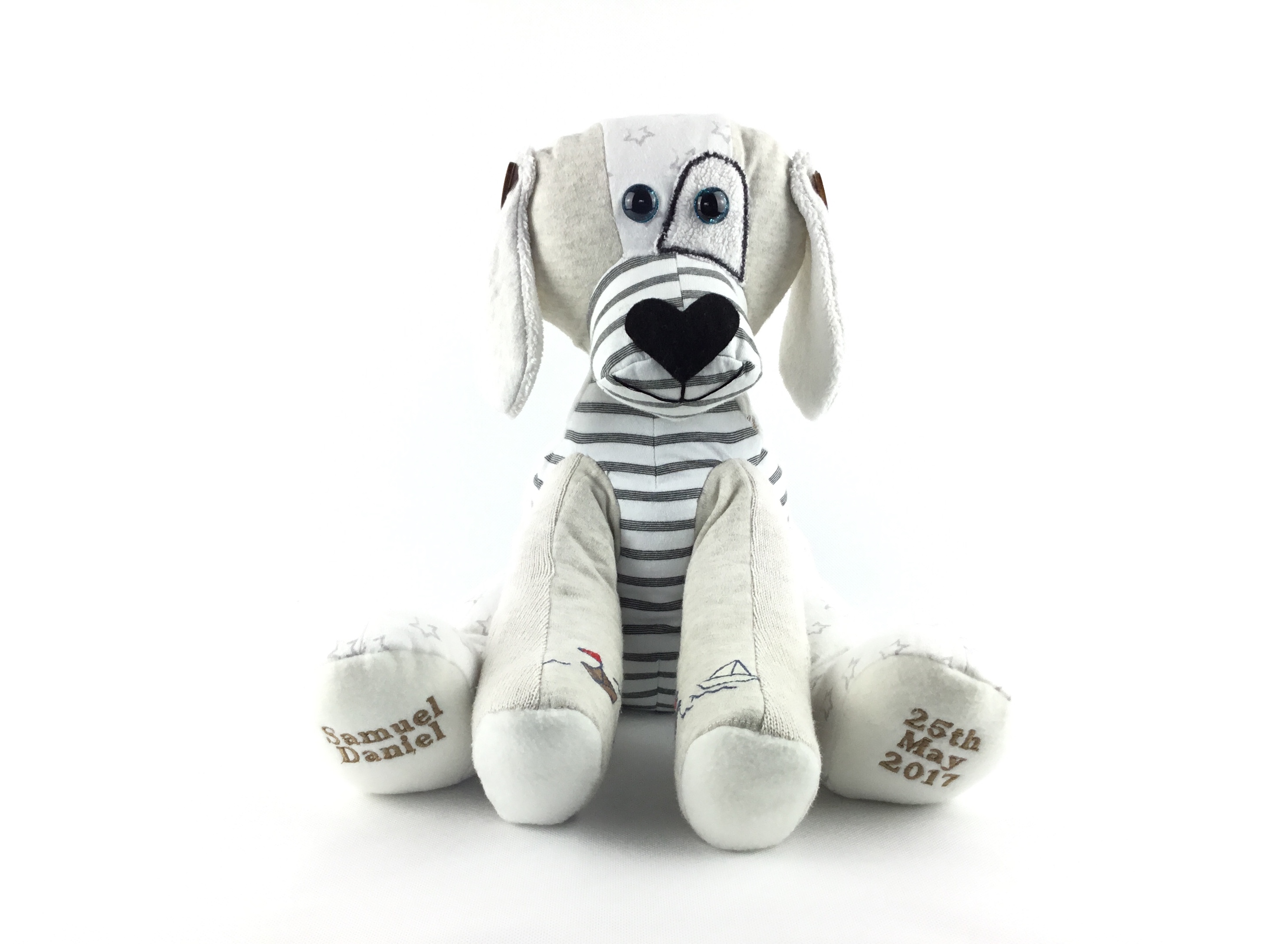 5E665B64-CB21-4945-A611-D89A222F9D90 Handmade personalised dog Keepsake made from baby clothes