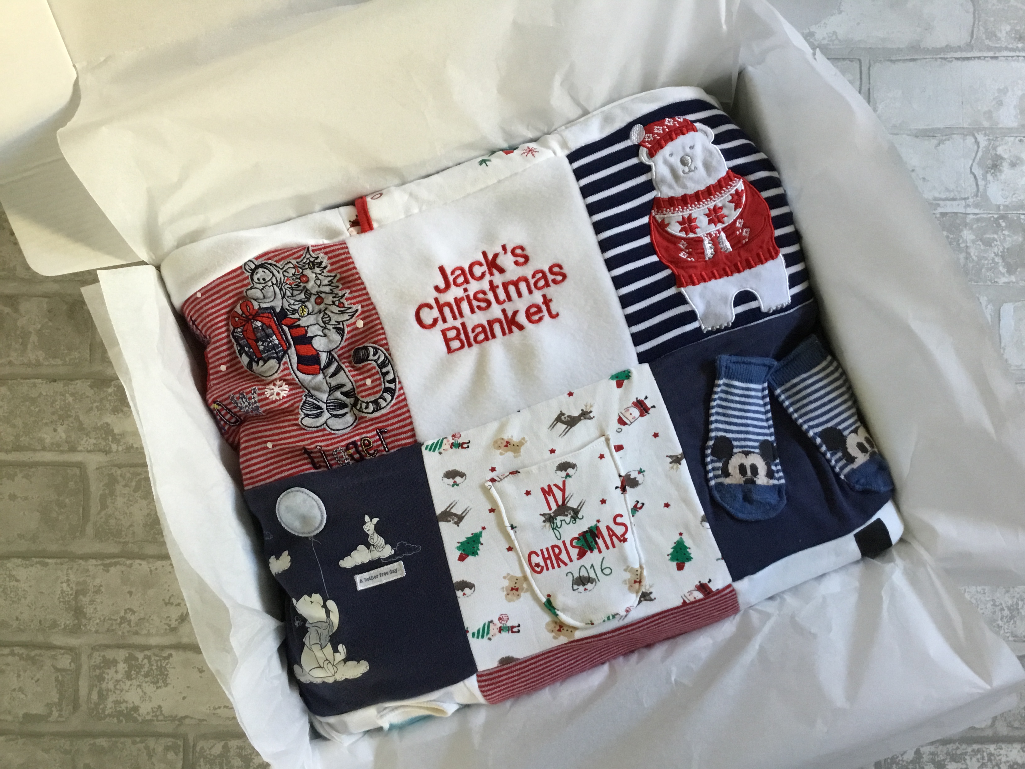 6020C674-0278-4F6B-98DC-51373ACAD30D Seasonal patchwork memory blanket keepsake