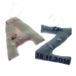 Letter Keepsake made from baby clothes